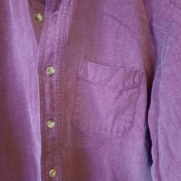 L.L. Bean 100% cotton burgundy flannel button down shirt 0 WU88 size large - Picture 5 of 10